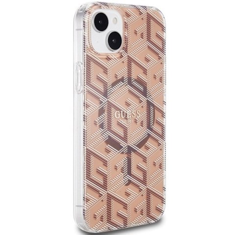 Etui na telefon iPhone 15 Plus/14 Plus Guess IML GCube MagSafe brązowe