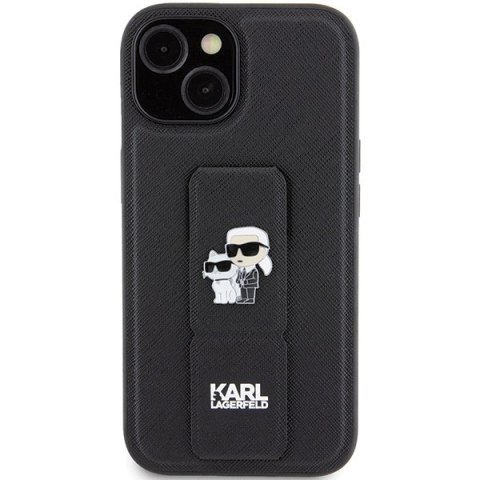 Etui na telefon iPhone 15 Plus Karl Lagerfeld Saffiano czarne hardcase