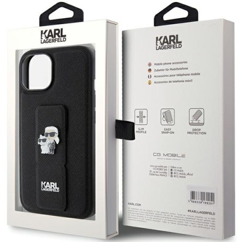 Etui na telefon iPhone 15 Plus Karl Lagerfeld Saffiano czarne hardcase