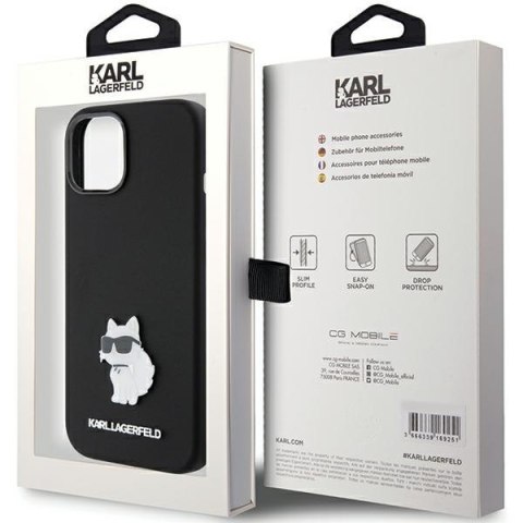 Etui na telefon iPhone 15 Plus Karl Lagerfeld Choupette Silicone czarne