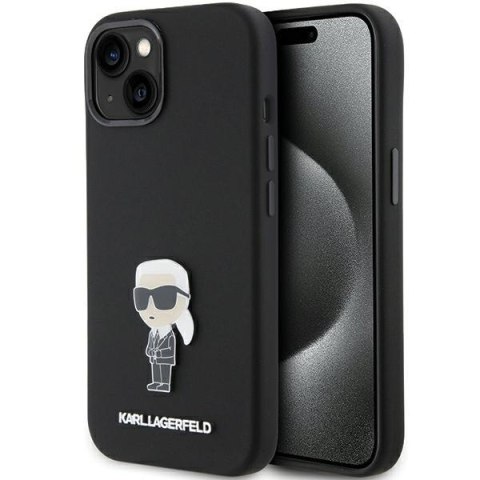 Etui na telefon iPhone 15 Plus Karl Lagerfeld czarne Silicone Ikonik