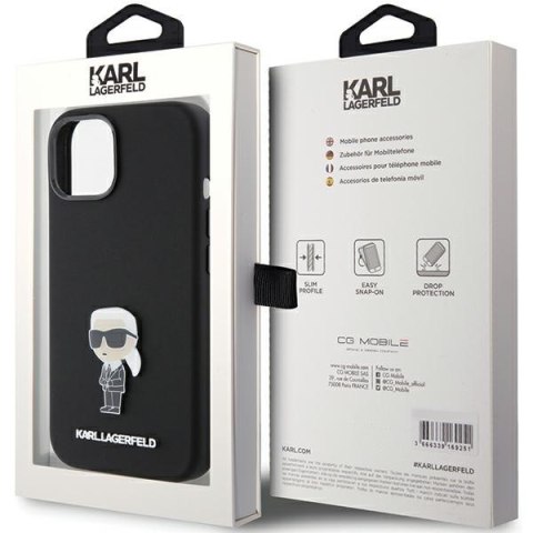 Etui na telefon iPhone 15 Plus Karl Lagerfeld czarne Silicone Ikonik