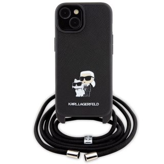 Etui na telefon iPhone 15 Karl Lagerfeld Crossbody Saffiano czarne