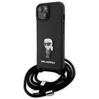 Etui na telefon iPhone 15 Karl Lagerfeld Crossbody Saffiano Monogram