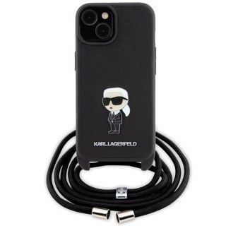 Etui na telefon iPhone 15 Karl Lagerfeld Crossbody Saffiano Monogram