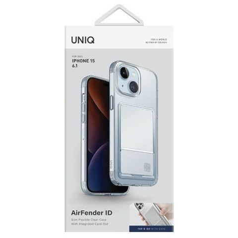 Etui na telefon iPhone 15 UNIQ Air Fender z miejscem na karty transparentne