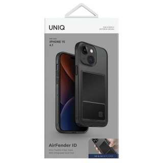 Etui na telefon iPhone 15 UNIQ Air Fender z miejscem na karty szary