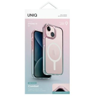 Etui na telefon iPhone 15 UNIQ Combat Duo MagClick niebiesko-różowy