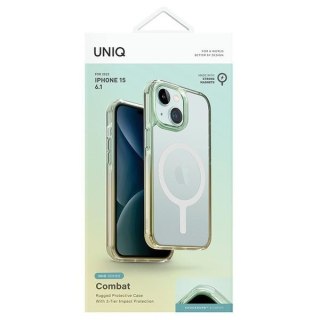 Etui iPhone 15 UNIQ Combat Duo MagClick Charging zielono-żółty / sea green-soft yellow