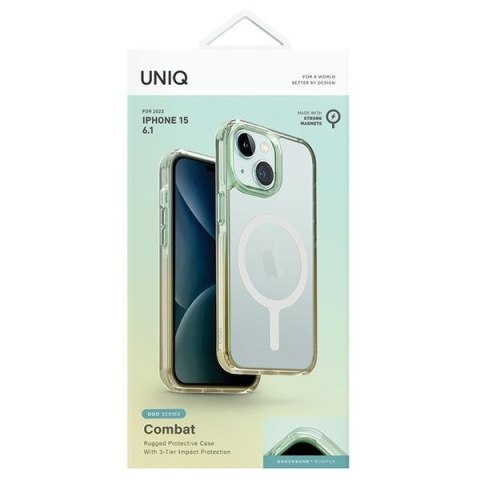 Etui na telefon iPhone 15 UNIQ Combat Duo MagClick zielono-żółty