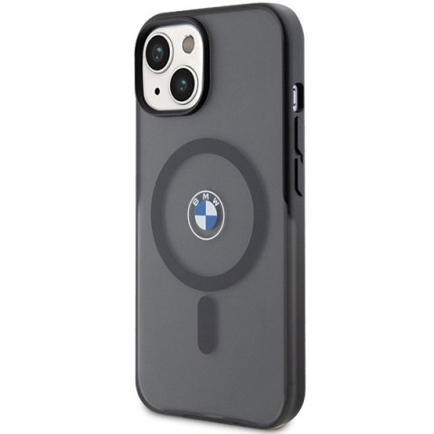 Etui na telefon iPhone 15 BMW czarne hardcase IML MagSafe