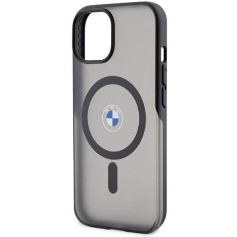 Etui na telefon iPhone 15 BMW czarne hardcase IML MagSafe