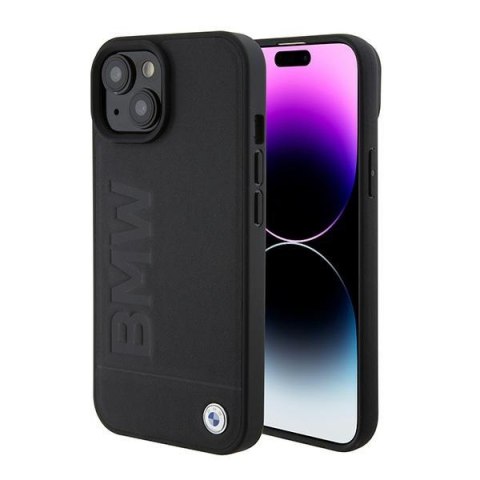 Etui iPhone 15 BMW czarne hardcase Signature Logo Imprint