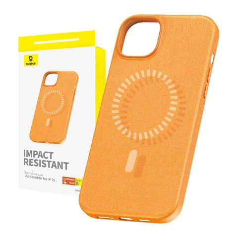 Etui iPhone 15 Baseus Fauxther Series pomarańczowe