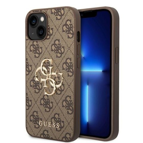 Etui iPhone 15 Guess brązowe hardcase 4G Big Metal Logo