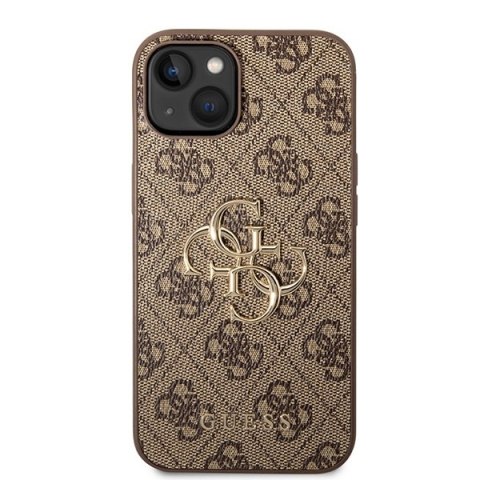 Etui iPhone 15 Guess brązowe hardcase 4G Big Metal Logo