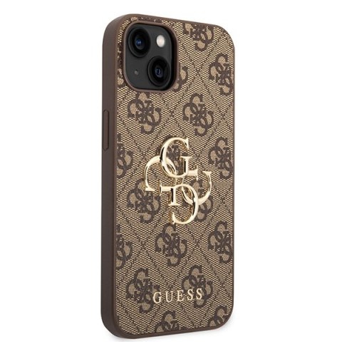 Etui iPhone 15 Guess brązowe hardcase 4G Big Metal Logo