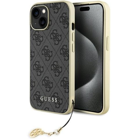 Etui na telefon iPhone 15 Guess szare hardcase Charms Collection