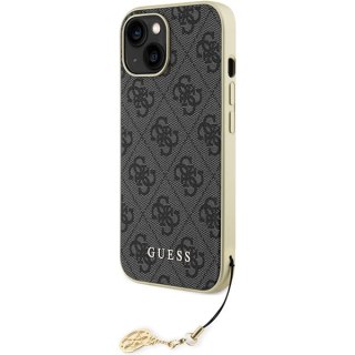 Etui iPhone 15 Guess szare hardcase 4G Charms Collection