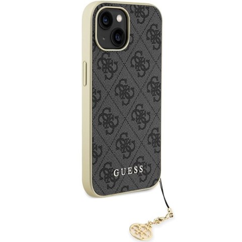 Etui na telefon iPhone 15 Guess szare hardcase Charms Collection