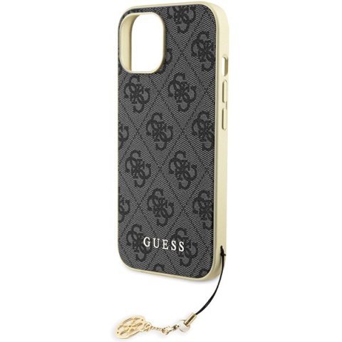 Etui na telefon iPhone 15 Guess szare hardcase Charms Collection