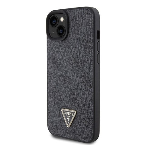 Etui na telefon iPhone 15 Guess czarne hardcase Leather 4G Diamond