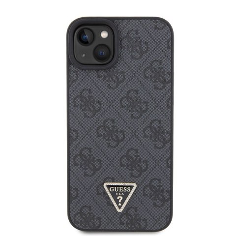 Etui na telefon iPhone 15 Guess czarne hardcase Leather 4G Diamond