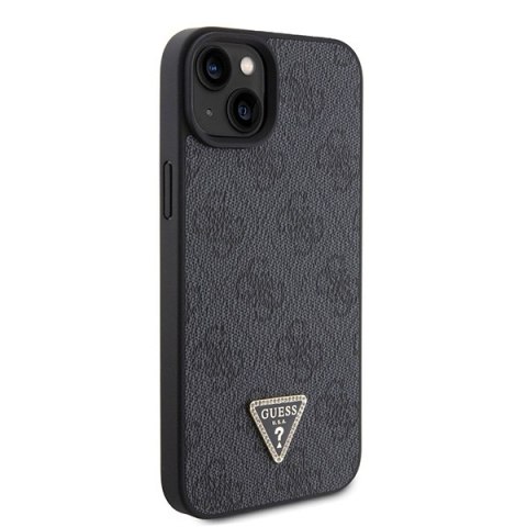 Etui na telefon iPhone 15 Guess czarne hardcase Leather 4G Diamond