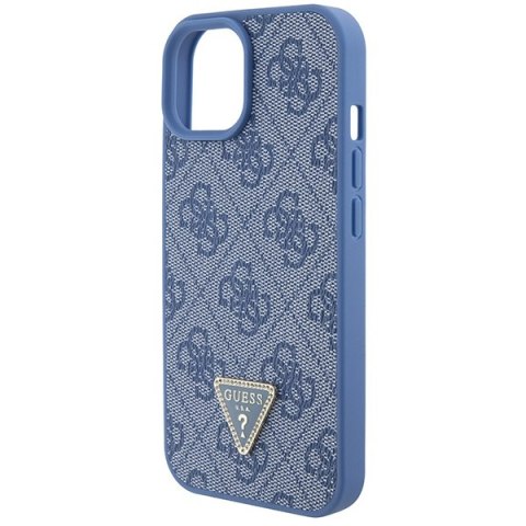 Etui iPhone 15 Guess niebieskie hardcase Crossbody 4G Metal Logo