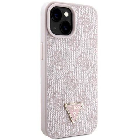 Etui iPhone 15 Guess różowe hardcase Crossbody 4G Metal Logo