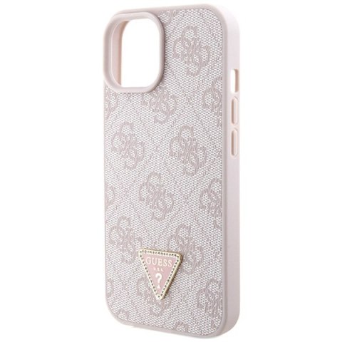 Etui iPhone 15 Guess różowe hardcase Crossbody 4G Metal Logo