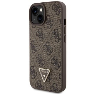 Etui iPhone 15 Guess brązowe hardcase Crossbody 4G Metal Logo