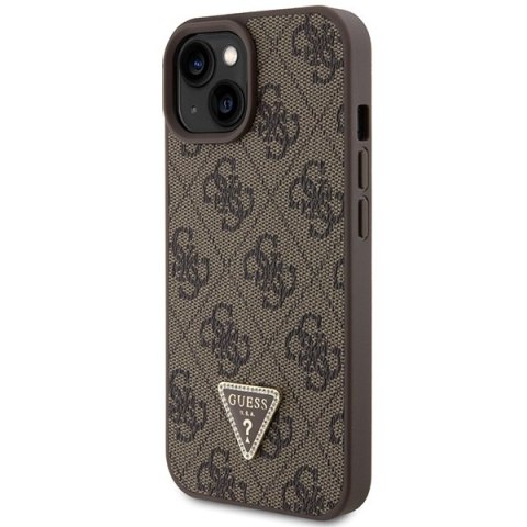 Etui iPhone 15 Guess brązowe hardcase Crossbody 4G Metal Logo