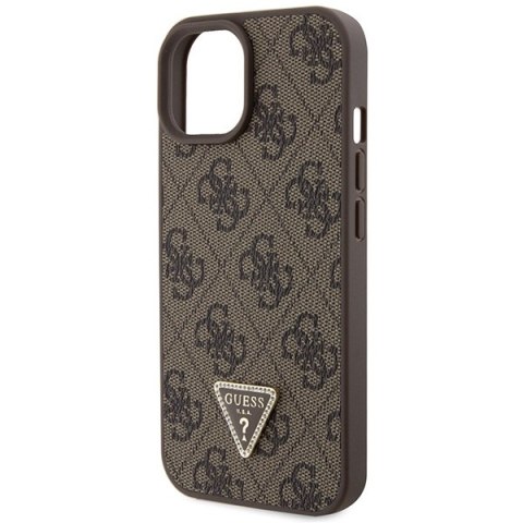 Etui iPhone 15 Guess brązowe hardcase Crossbody 4G Metal Logo