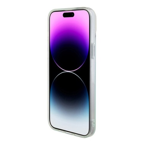 Etui na telefon iPhone 15 Guess IML Iridescent MagSafe turkusowe