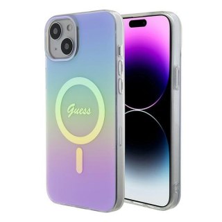 Etui iPhone 15 Guess IML Iridescent MagSafe fioletowe