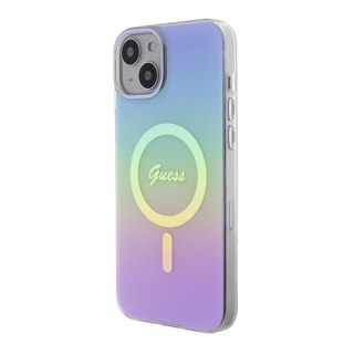 Etui iPhone 15 Guess IML Iridescent MagSafe fioletowe