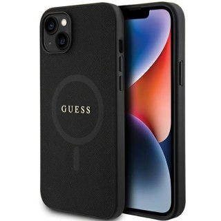 Etui na telefon iPhone 15 Guess Saffiano MagSafe czarne