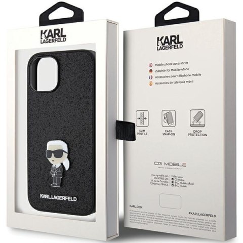 Etui na telefon iPhone 15 Karl Lagerfeld hardcase z metalowym pinem