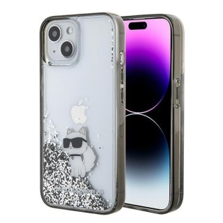 Etui na telefon iPhone 15 Karl Lagerfeld Choupette transparentne glitter