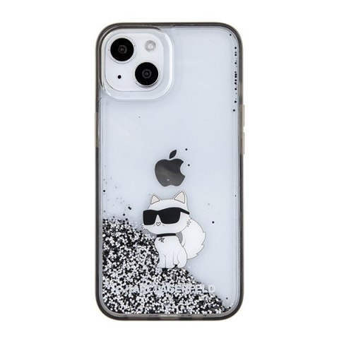 Etui na telefon iPhone 15 Karl Lagerfeld Choupette transparentne glitter