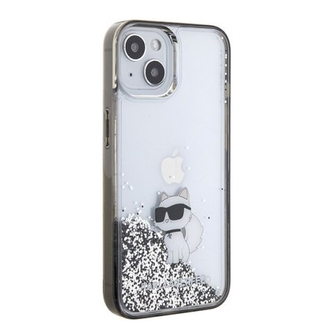 Etui na telefon iPhone 15 Karl Lagerfeld Choupette transparentne glitter