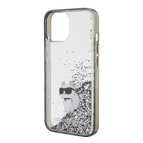 Etui na telefon iPhone 15 Karl Lagerfeld Choupette transparentne glitter