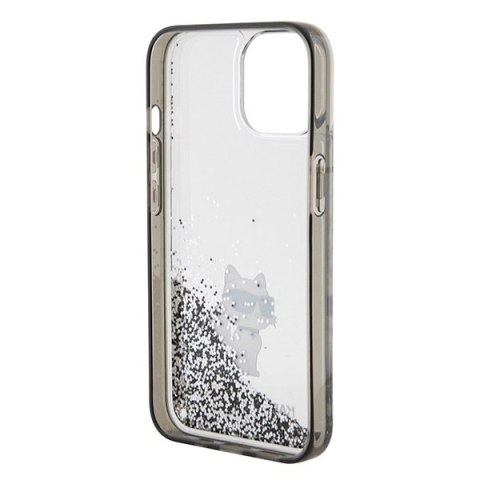 Etui na telefon iPhone 15 Karl Lagerfeld Choupette transparentne glitter