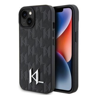 Etui na telefon iPhone 15 Karl Lagerfeld czarne hardcase skórzane