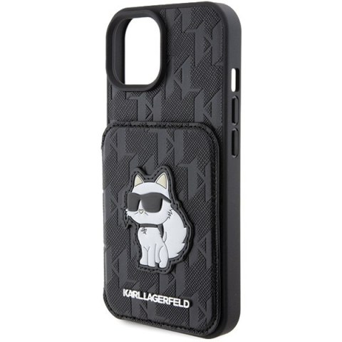 Etui na telefon iPhone 15 Karl Lagerfeld Saffiano Monogram Choupette