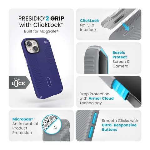 Etui na iPhone 15 Speck Presidio2 Grip ClickLock MagSafe Future Blue/Purple Ink