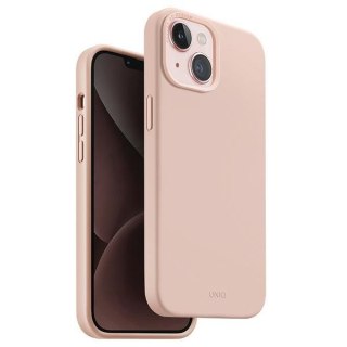 Etui na telefon iPhone 15 UNIQ Lino Hue różowy - stylowe i ochronne