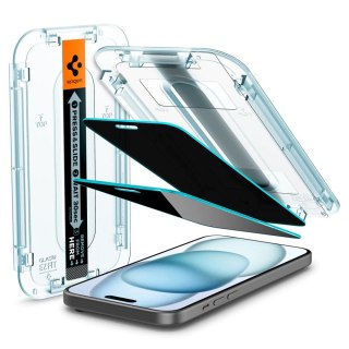 Szkło hartowane iPhone 15 Spigen GLAS.tR ez Fit Privacy 2 PACK