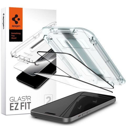 Szkło hartowane iPhone 15 Spigen GLAS.tR ez Fit FC Black 2 PACK